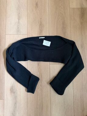 Black Ribbed Bolero Sweater